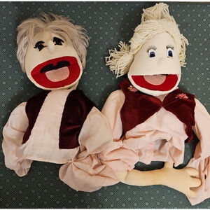 VTG Hand Made WOMAN BLONDE SINGER VEST LOT OF 2 Hand Puppet 70s 80s 20 in